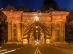 Tunnel night illumination, Hungary, Budapest