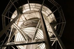 steel structure of tower at night