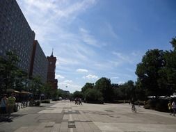 people on alexanderplatz at summer, germany, berlin