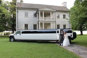 castle wedding and car