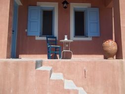 armchair and table on the balcony