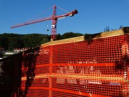 red barrier around construction site