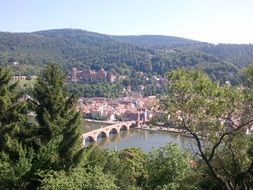 landscape of old city on neckar riverside at summer in germany, heidelberg