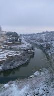 snowy old city on landscape of Madrid