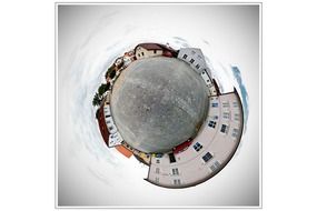 spheric panorama with houses, digital art