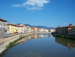 City panorama of the river in Tuscany