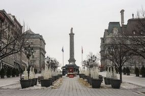 square in downtown at winter, canada, quebec, montreal