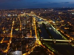 romantic Paris at night, France