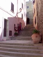 stepway up on alley in old town, italy, sardinia