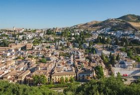 top view of city at mountains, spain, granada