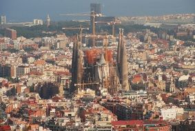 panoramic view of the cathedral in barcelona architecture
