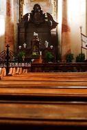 altar with a statue of Jesus in the catholic church