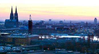 sunset on the city skyline