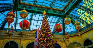 Christmas tree as a hotel decoration in Las Vegas