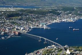 view of cantilever road bridge in the city of Tromso