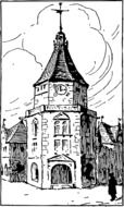 church tower building drawing