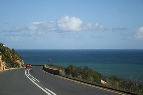 Road on the coast of the ocean