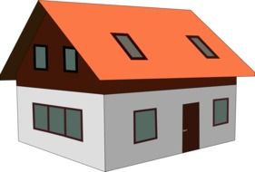 drawing of a house with orange roof