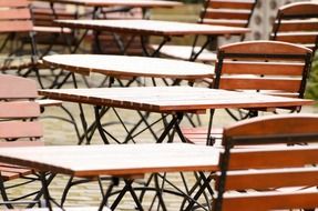 wooden furniture of a street restaurant