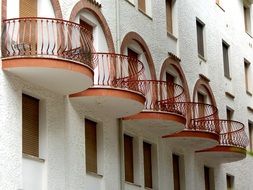 Mediterranean house with balconies close-up