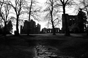 view of the mysterious castle with towers