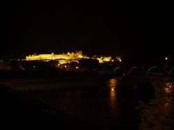 night view from afar at Carcassonne Castle