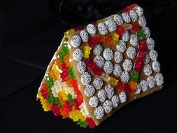 gingerbread house with chewing sweets