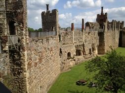 aged wall of Framlingham Castle, uk, England, Suffolk