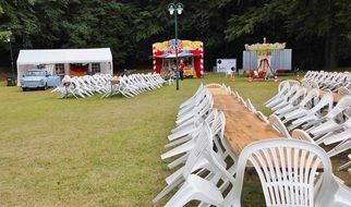 seats in the beer garden at the festival