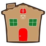 House with colorful doors and windows clipart