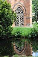 old building reflected on water, germany, ludwigslust-parchim