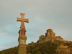 cross on the church tower in Mtskheta