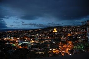 panoramic view of night tbilisi