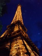 night view illuminated Eiffel Tower