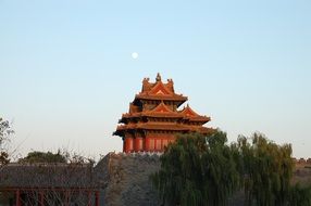 building in the forbidden city in china in the evening