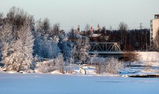 snow-covered lake in the city of Oulu