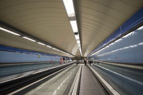 escalator in metro station, spain, madrid