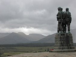 Commando Memorial at cloudy day, uk, scotland, Lochaber