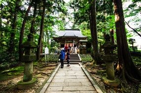 a mysterious temple in the forest in Japan