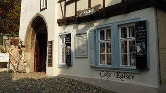 old cafe facade, germany, quedlinburg