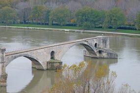 damaged bridge in Avignon, France