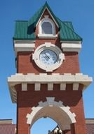 city brick clock tower