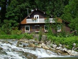 romantic house near the waterfall