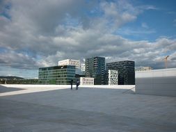 landscape of game of light and shadow over architecture in oslo