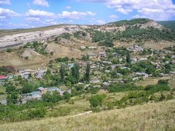 village in valley at summer, russia, crimea