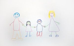 Colorful drawing of the family