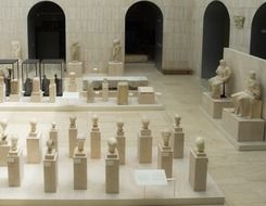 exhibition of sculptures in the museum