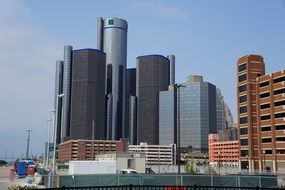 panoramic view of downtown detroit