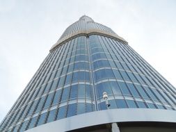 View from the bottom of the skyscraper burj khalifa