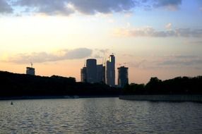 city with skyscrapers by the river